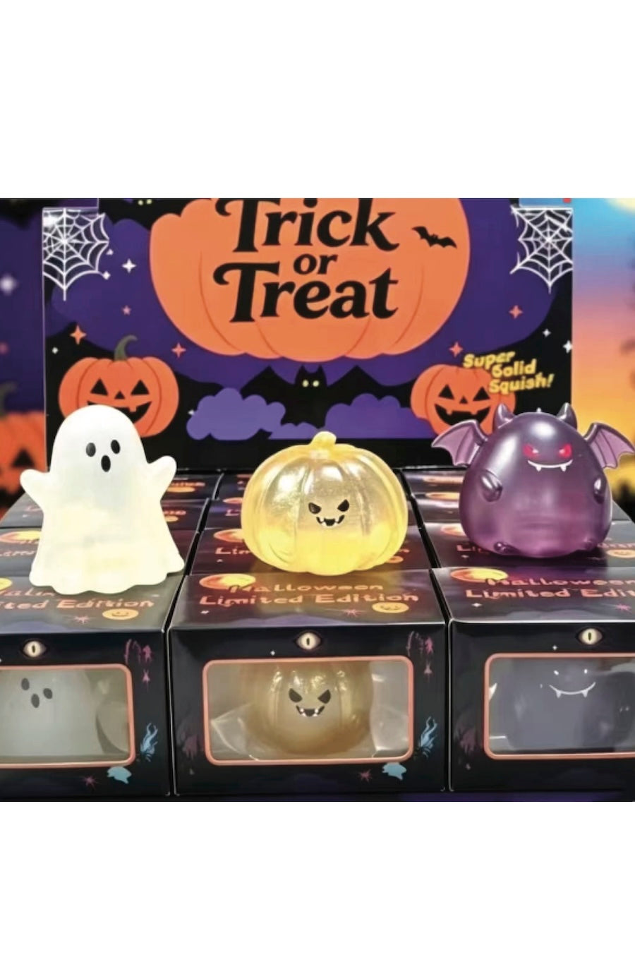 Halloween squishies ghost, pumpkin, and ghoul