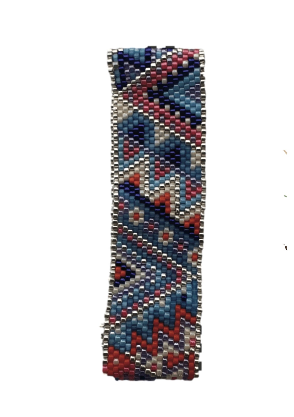 Peyote Handmade Bracelt in red, white, and blues - Foxy’s
