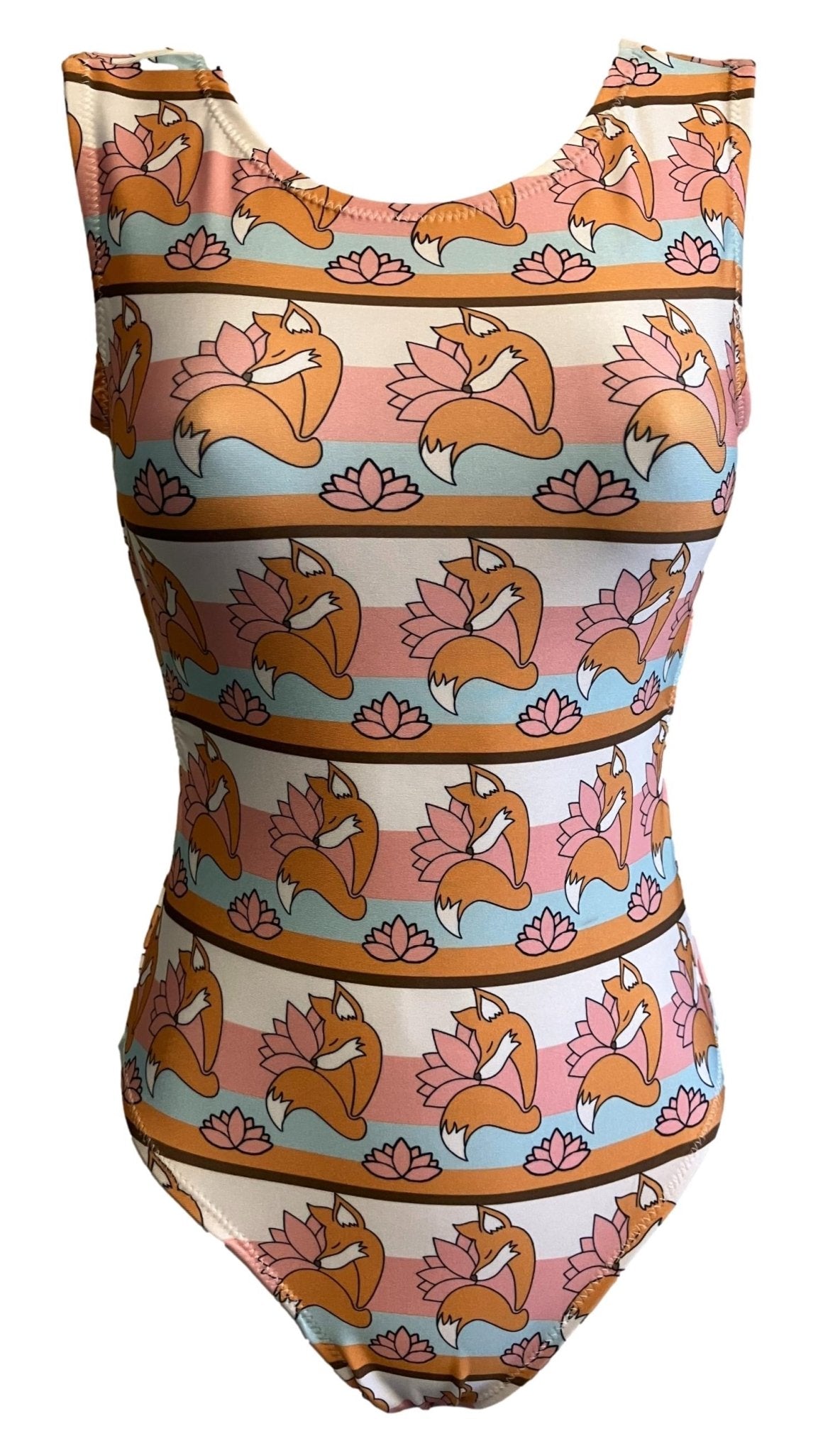 Foxy's Logo Gymnastics Leotard - Striped Design, Comfortable Fit, Made in USA - Foxy’s