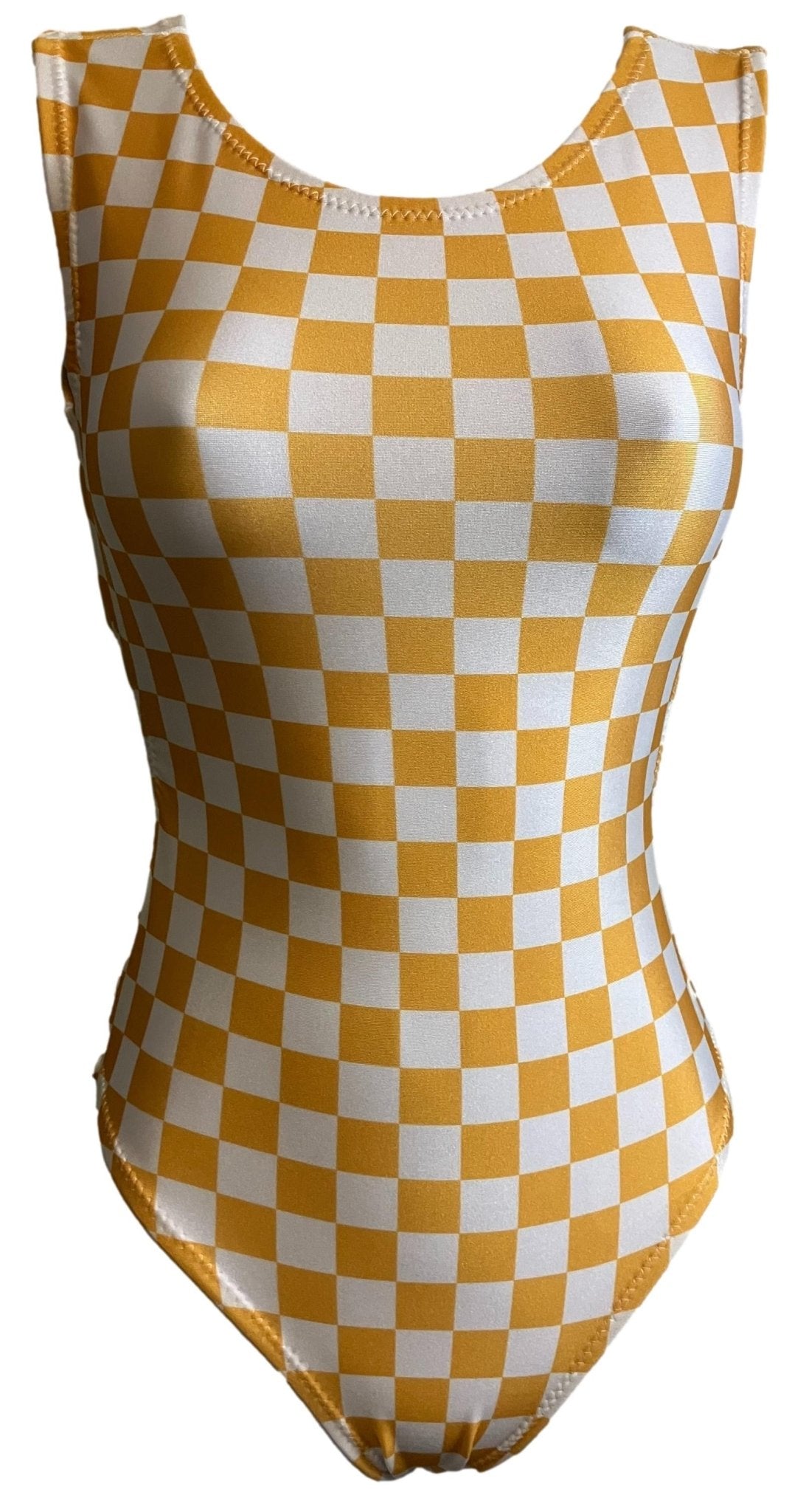 Creamsicle Checkered Gymnastics Leotard - Foxy's Leos - Comfortable & Stylish - Foxy’s