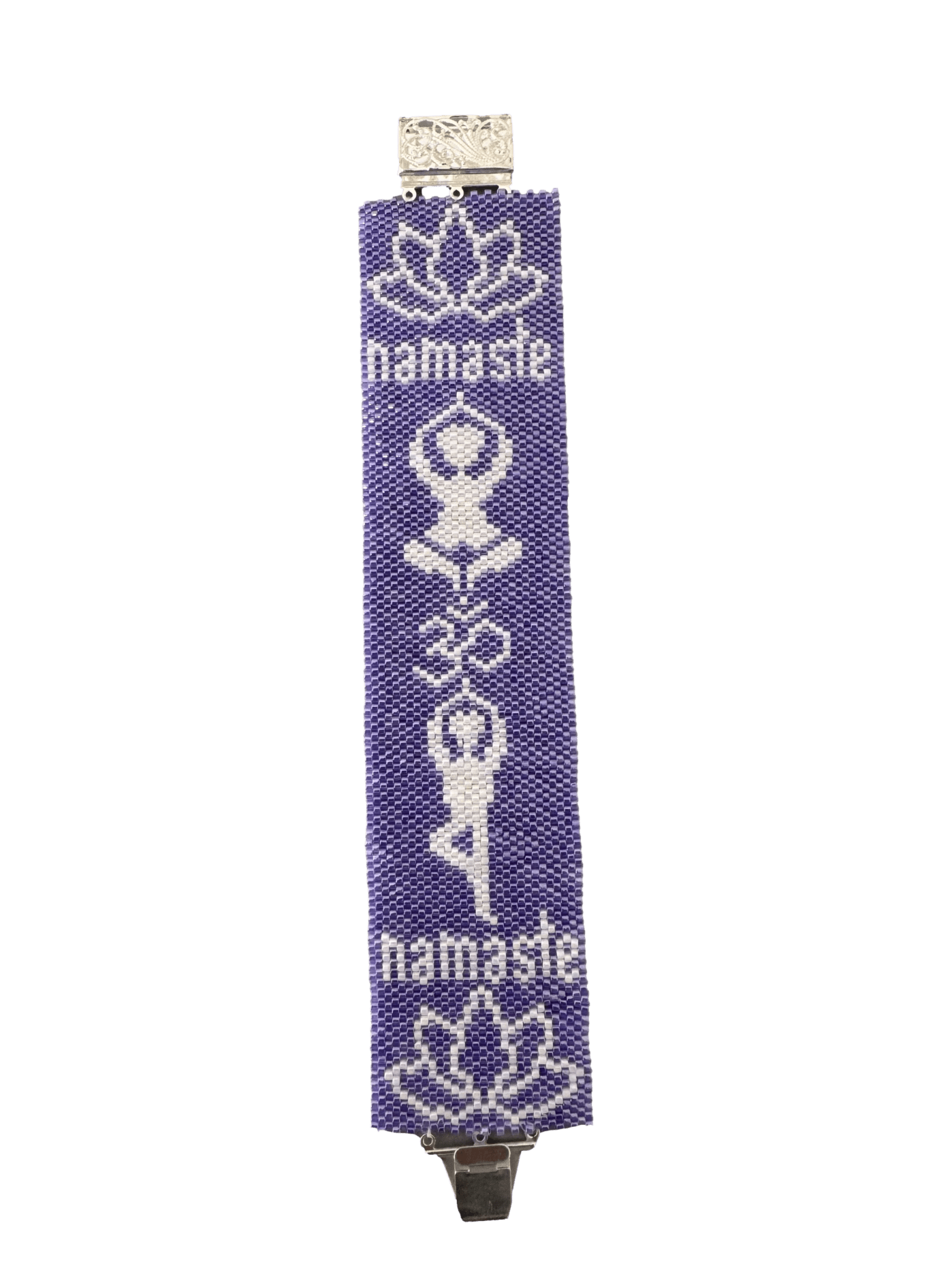 Namaste Yoga Bracelet - Purple Peyote Stitched Beaded Bracelet for Adults - Foxy’s