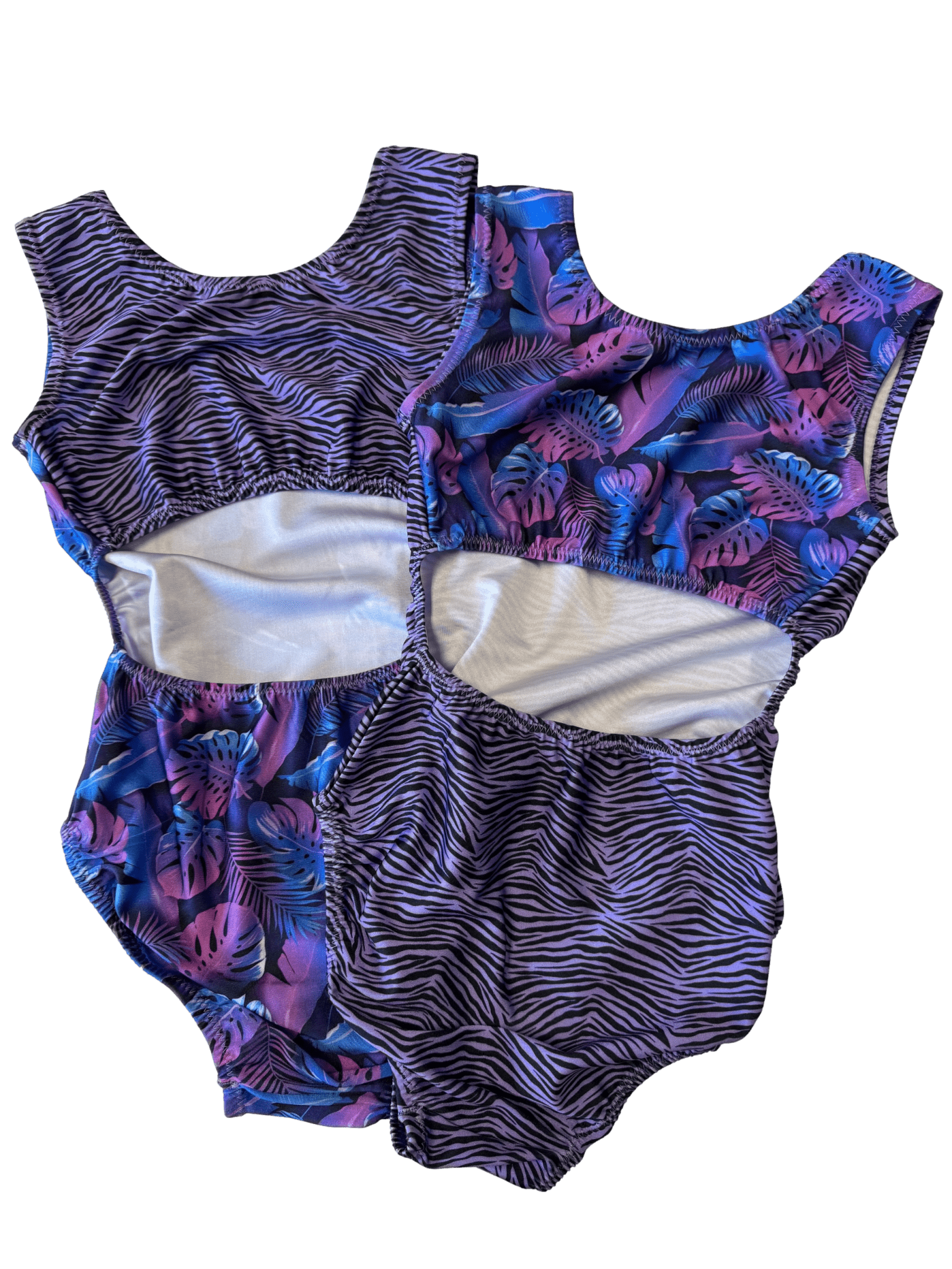 Purple Zebra Palm Gymnastics Leotard - Vice Versa Foxy's Leotards - Foxy’s