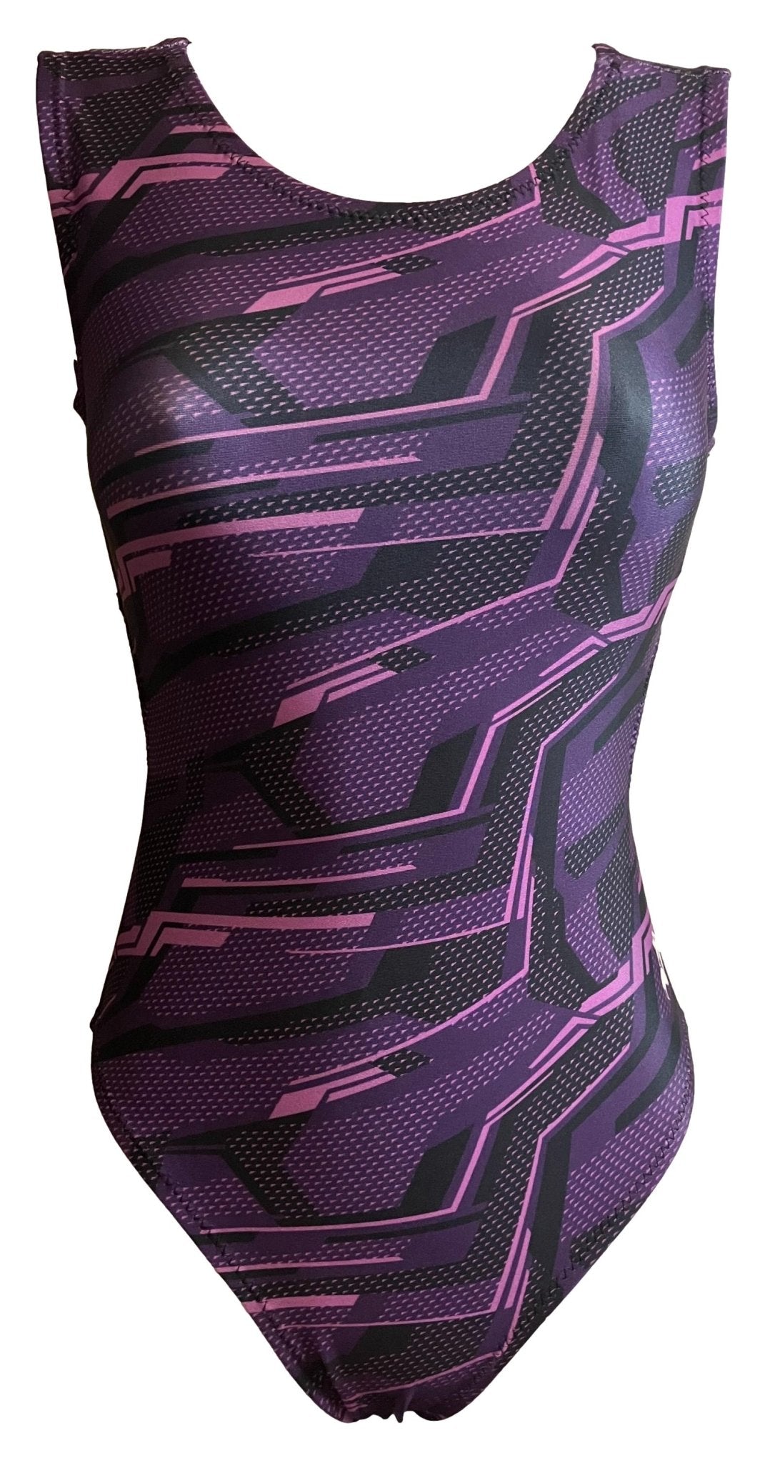 Girls Purple Geometric Gymnastics Leotard - Foxy's Leotards - Comfortable & Stylish - Foxy’s