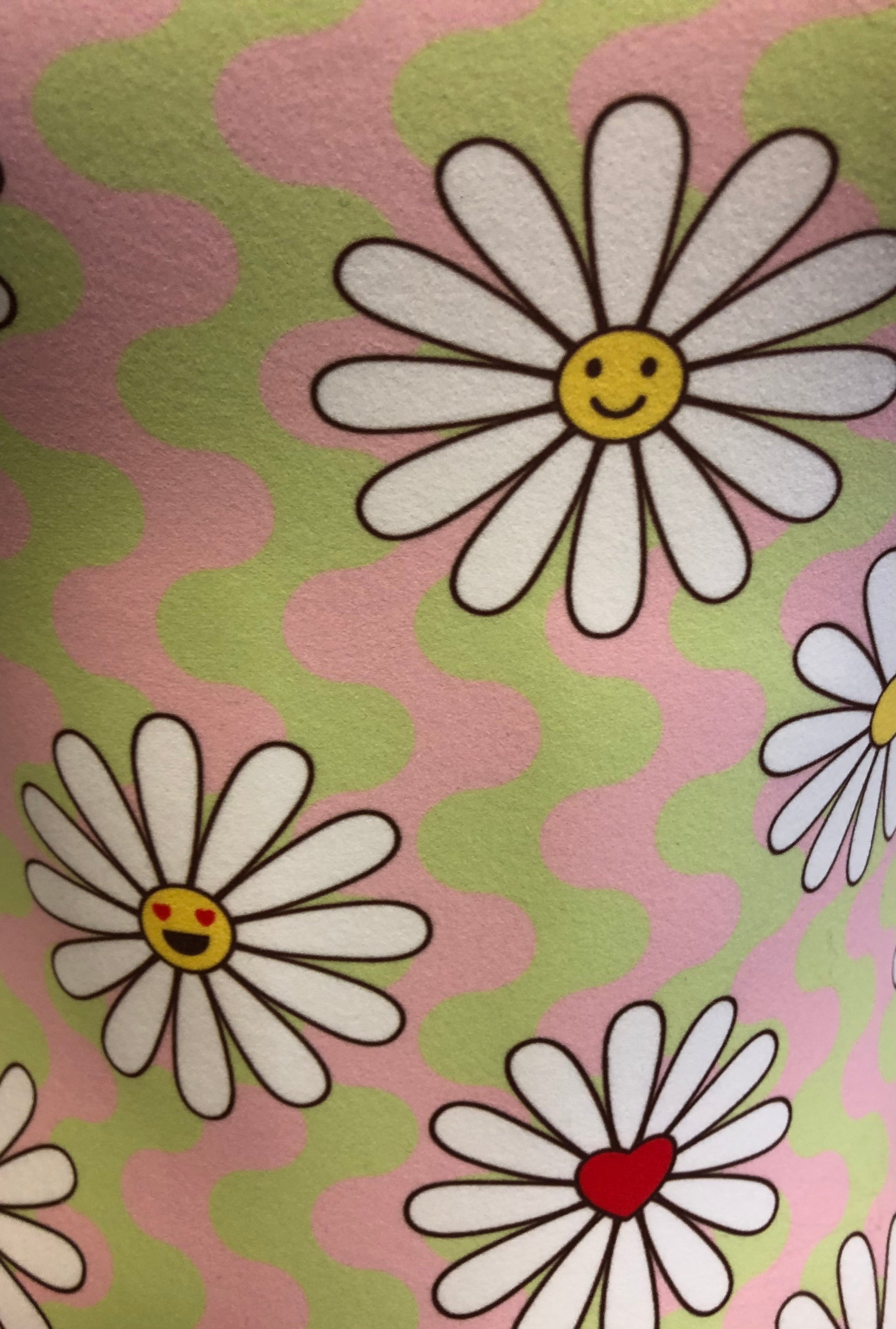 Ultra Soft Emoji Daisy Leotard fabric shot