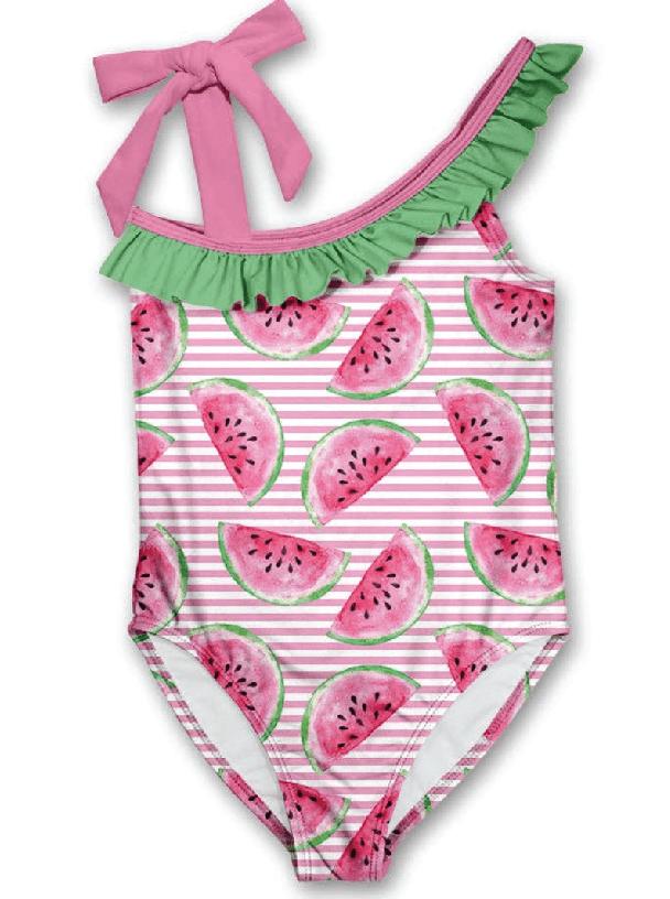 Pink Watermelon Stripe Swimsuit for Kids - Foxy’s
