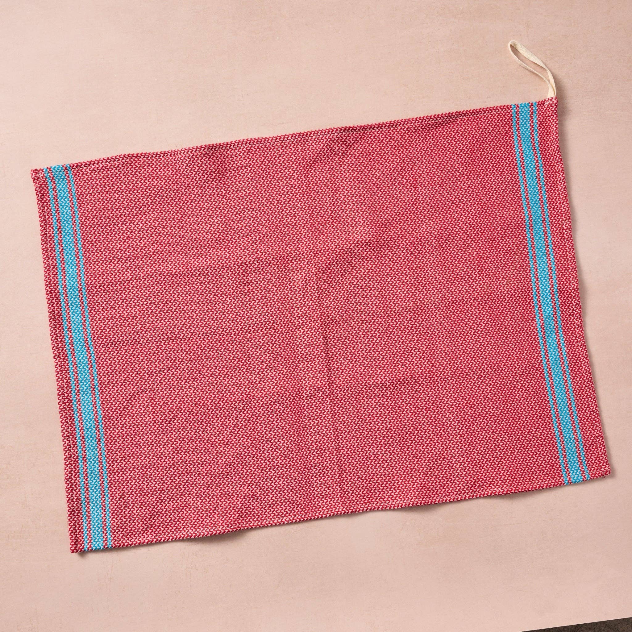 Matbakh Cotton Tea Towel - Red with Aqua - Foxy’s