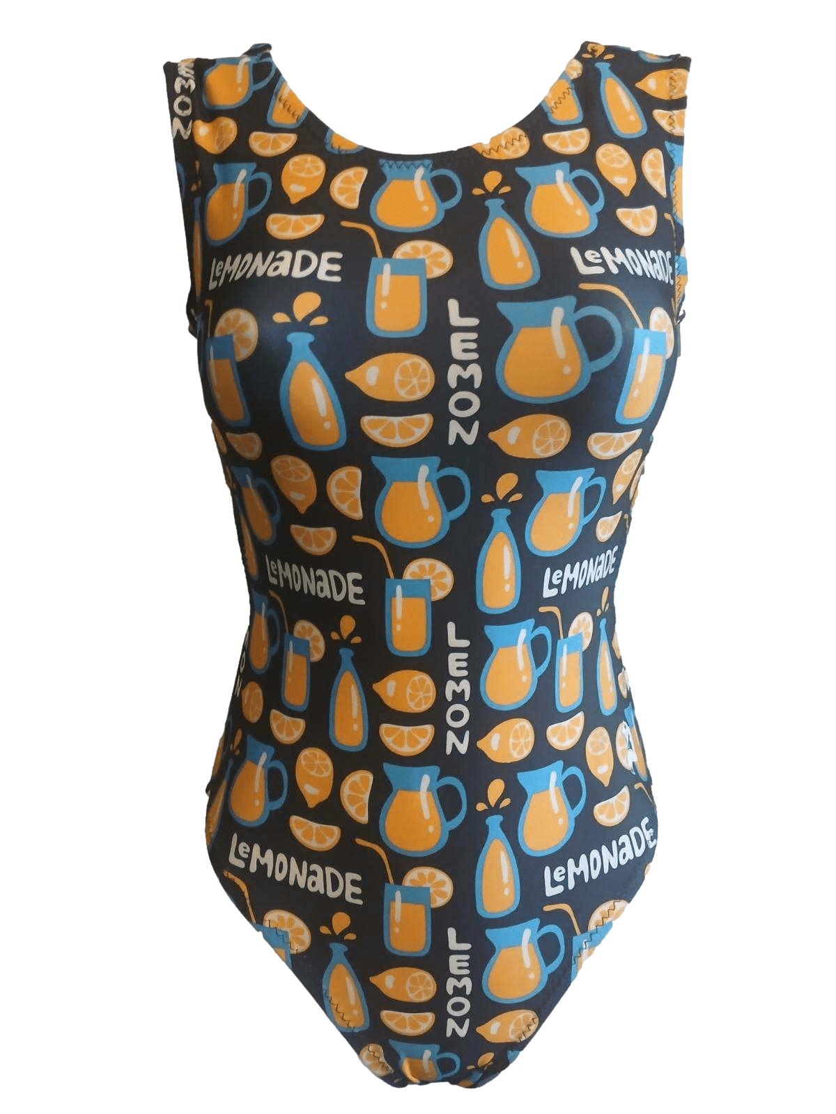 One-piece foxy gymnastics leotard with lemonade and lemon pattern