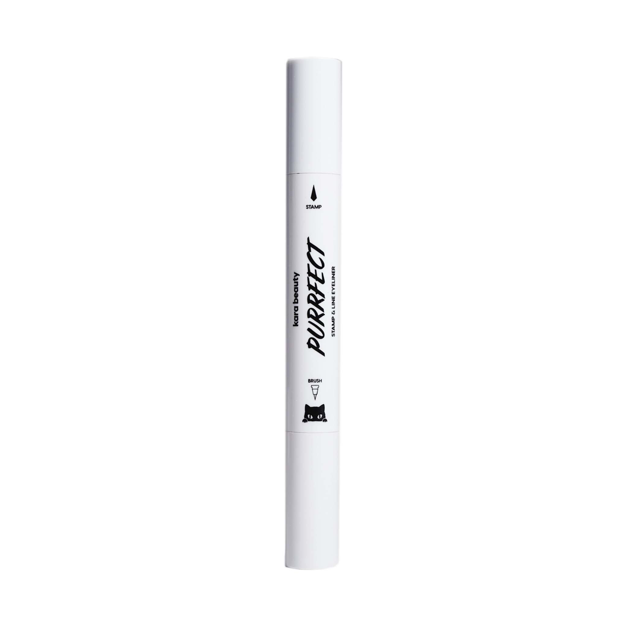 Kara Beauty Purrfect black stamp & line eyeliner with brush tip.