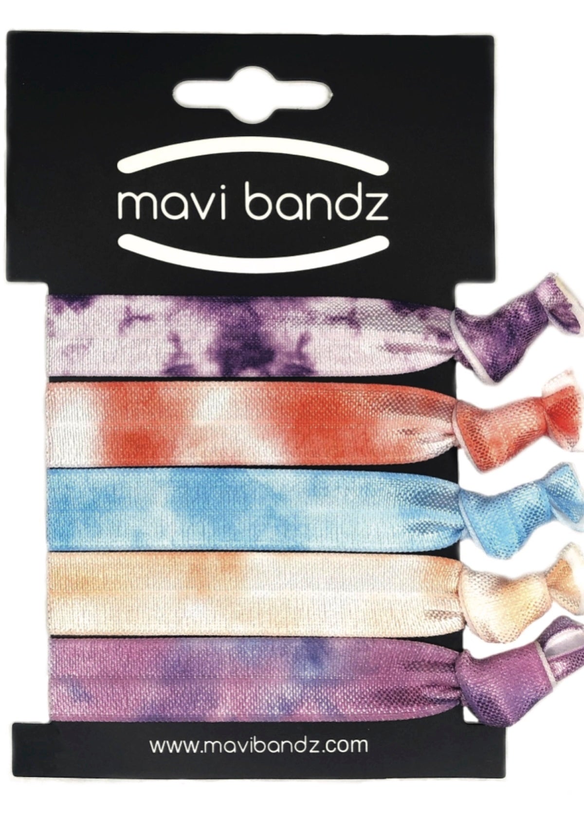 Tie Dye Hair Ties - 5 Pack - Soft & Fun Gymnastics Hair Accessories - Foxy’s