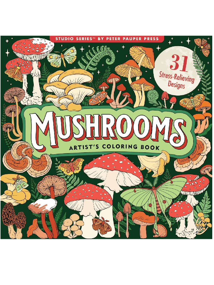 Whimsical Mushrooms Adult Coloring Book - Relaxing Designs by Peter Pauper Press - Foxy’s