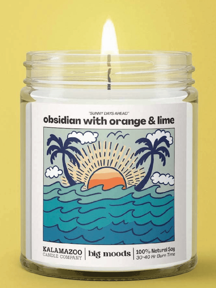 Sunny Days Ahead Soy Candle - Obsidian, Orange & Lime Scent - 5oz Handcrafted Candle - Foxy’s