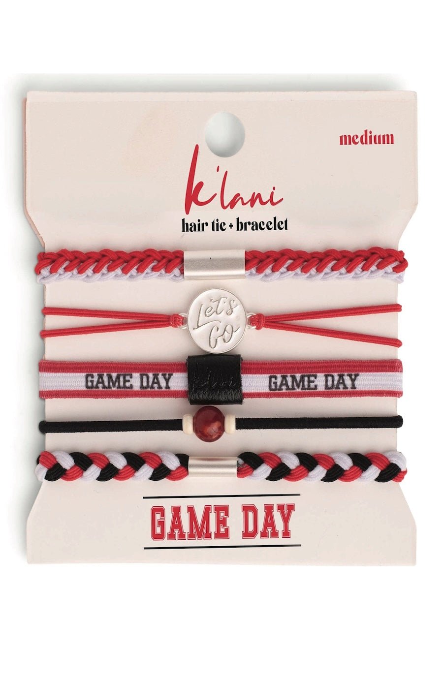 "Game Day" Red, Black & White Hair Tie Bracelets - Foxy’s