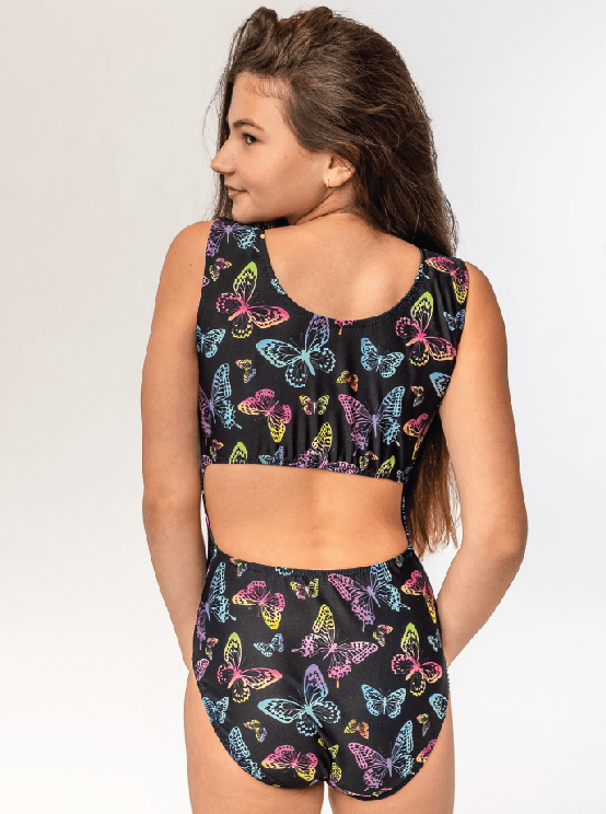 Black Light Butterfly Gymnastics Leotard - Foxy’s