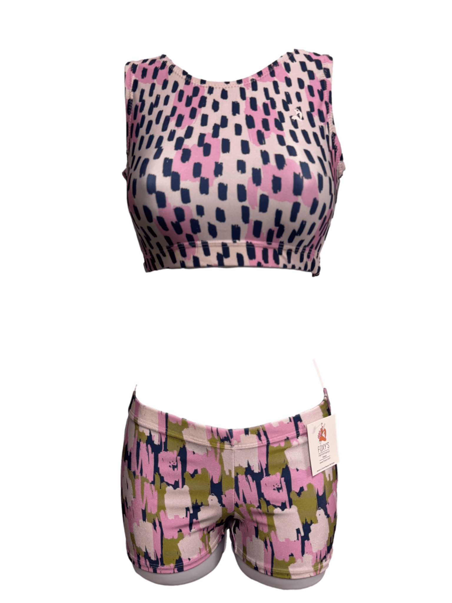 Printed athletic set with crop top and shorts