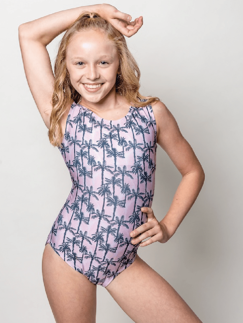 Pink Palm Breeze Gymnastics Leotard - Foxy's Leotards - Made in USA - Foxy’s