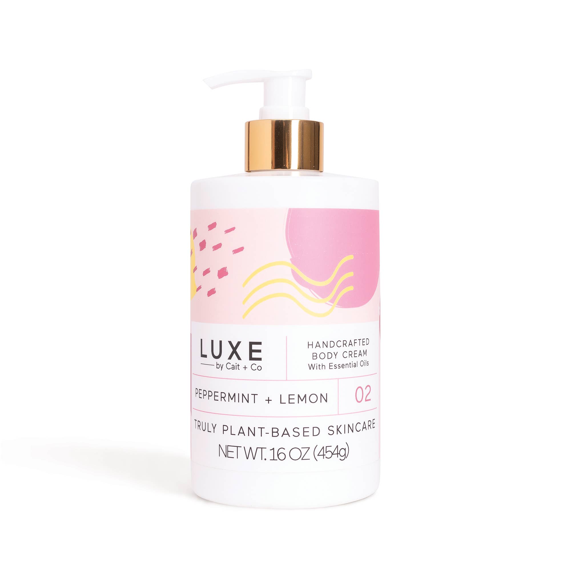 LUXE by Cait + Co Peppermint + Lemon body cream, 16 oz plant-based skincare.