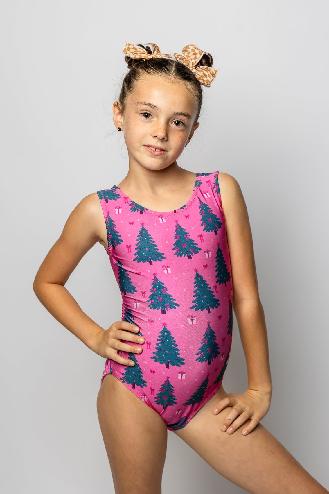 Pink Christmas Tree Gymnastics Leotard - Foxy’s