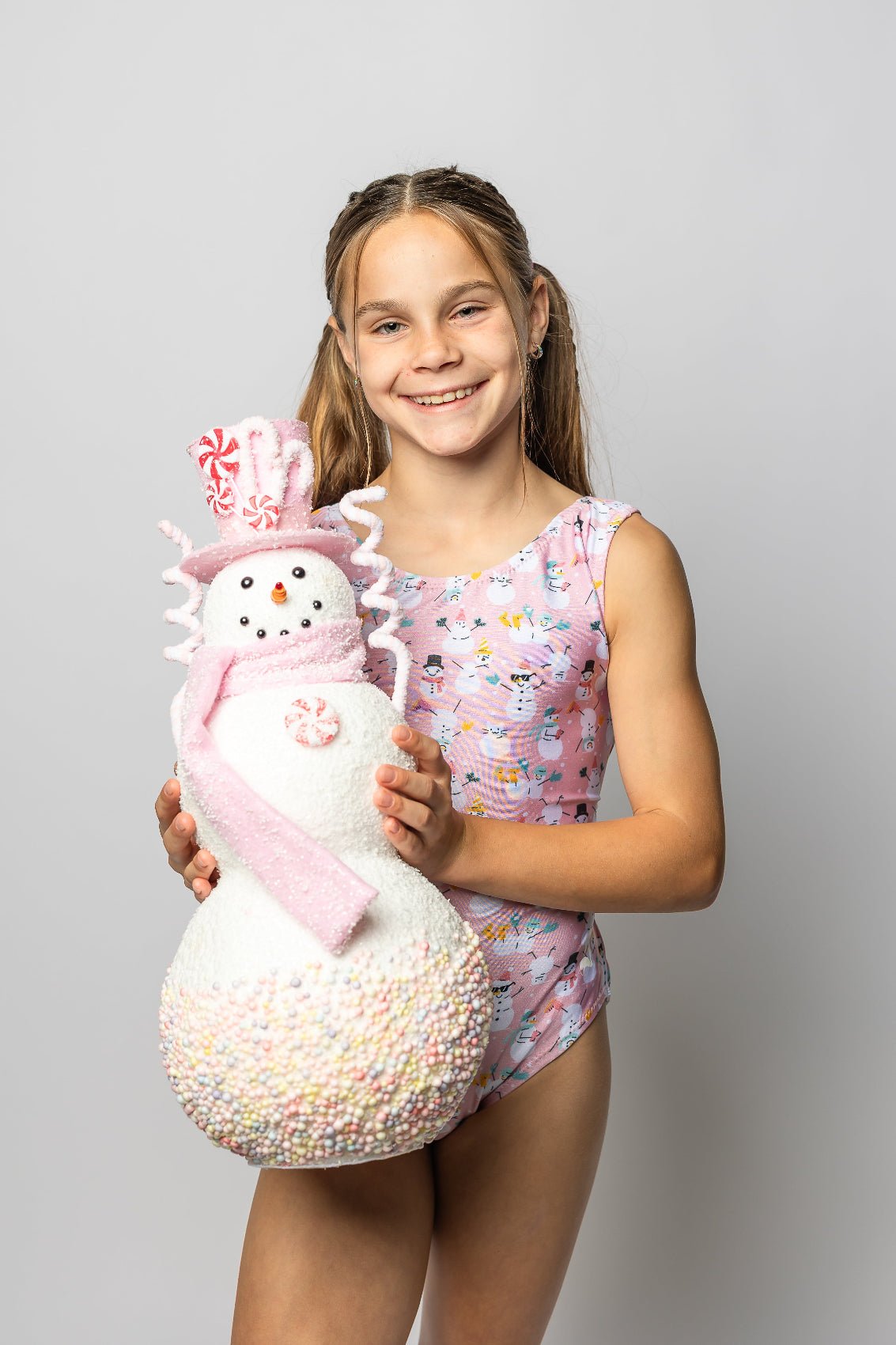 Pink Flipping Snowmen Winter Leotard for Girls - Foxy’s
