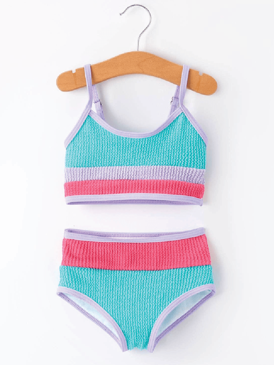 Blue and Pink Stripes Kid's Swimsuit - Foxy’s
