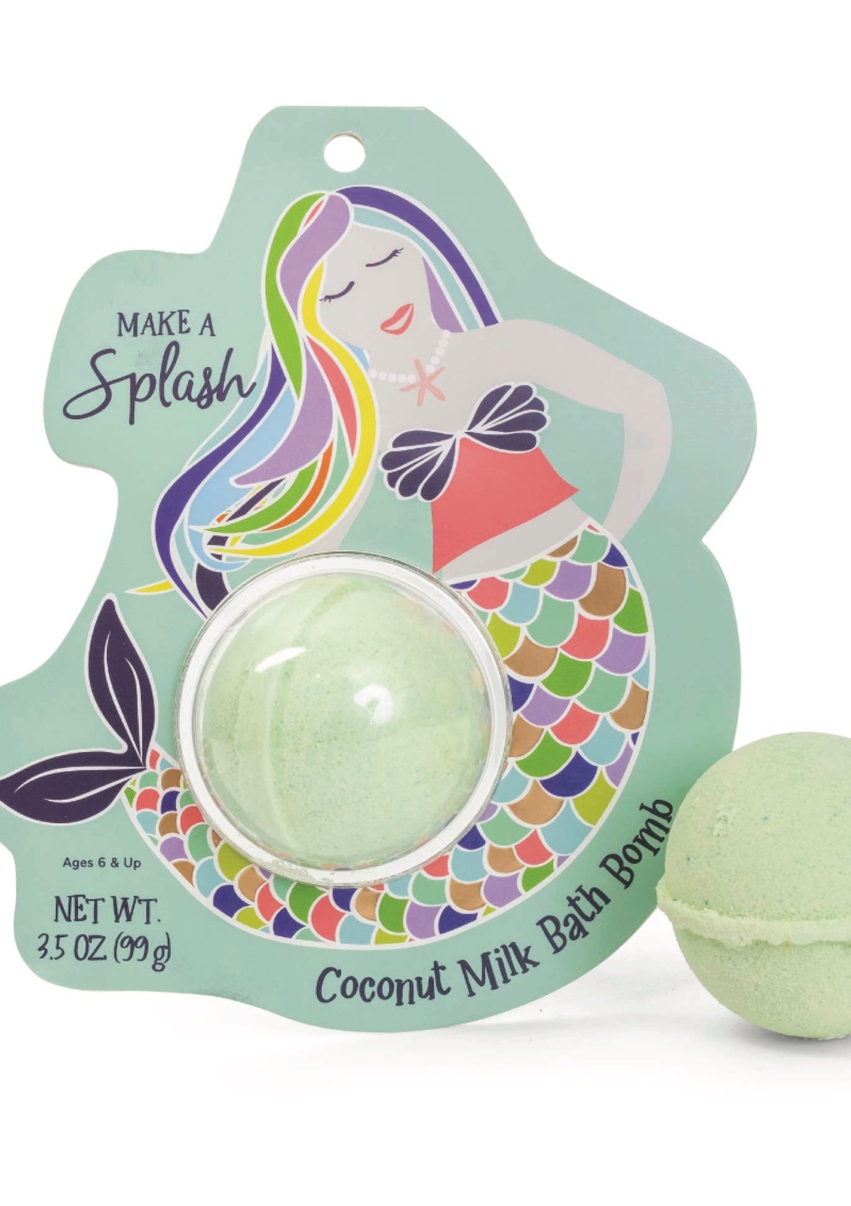 Mermaid Kisses Bath Bomb: Coconut Kiwi Scent, Nourishing & Fun for Kids! - Foxy’s