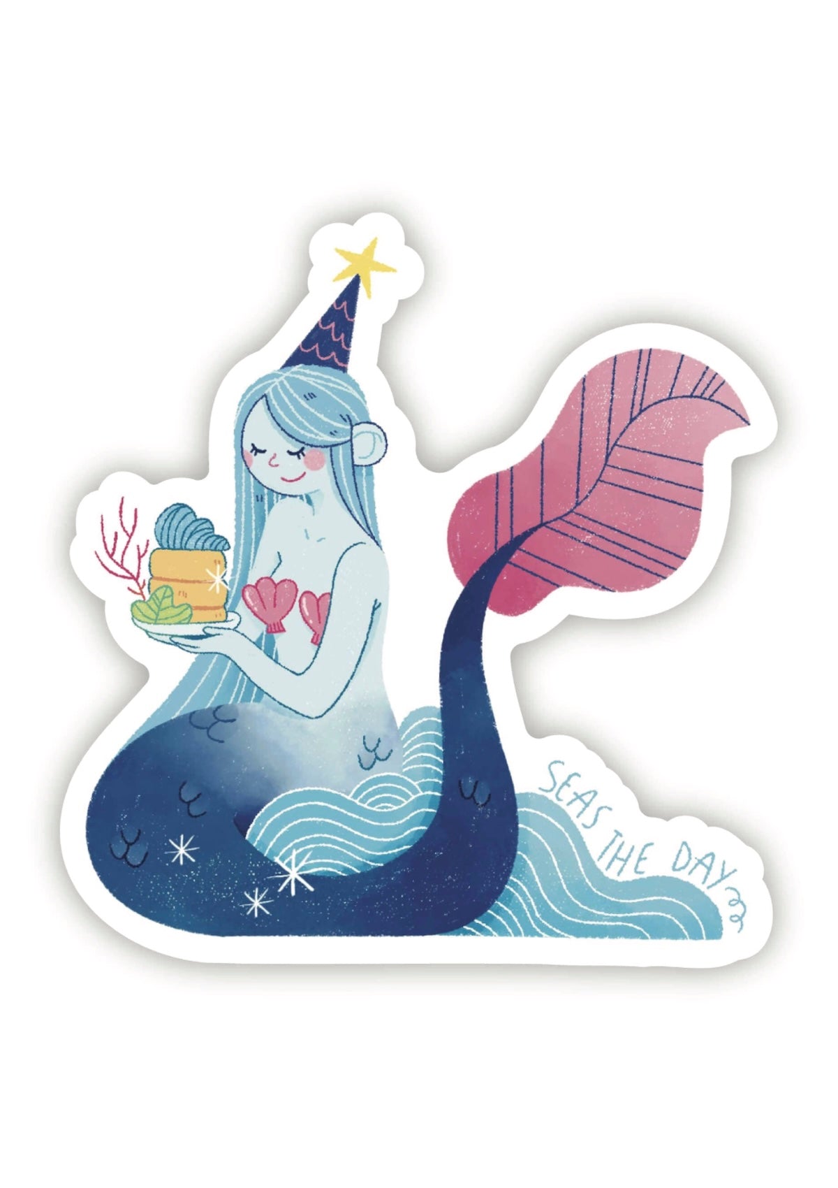 Mermaid Birthday Party Sticker - Waterproof Seas the Day Decal for Girls! - Foxy’s