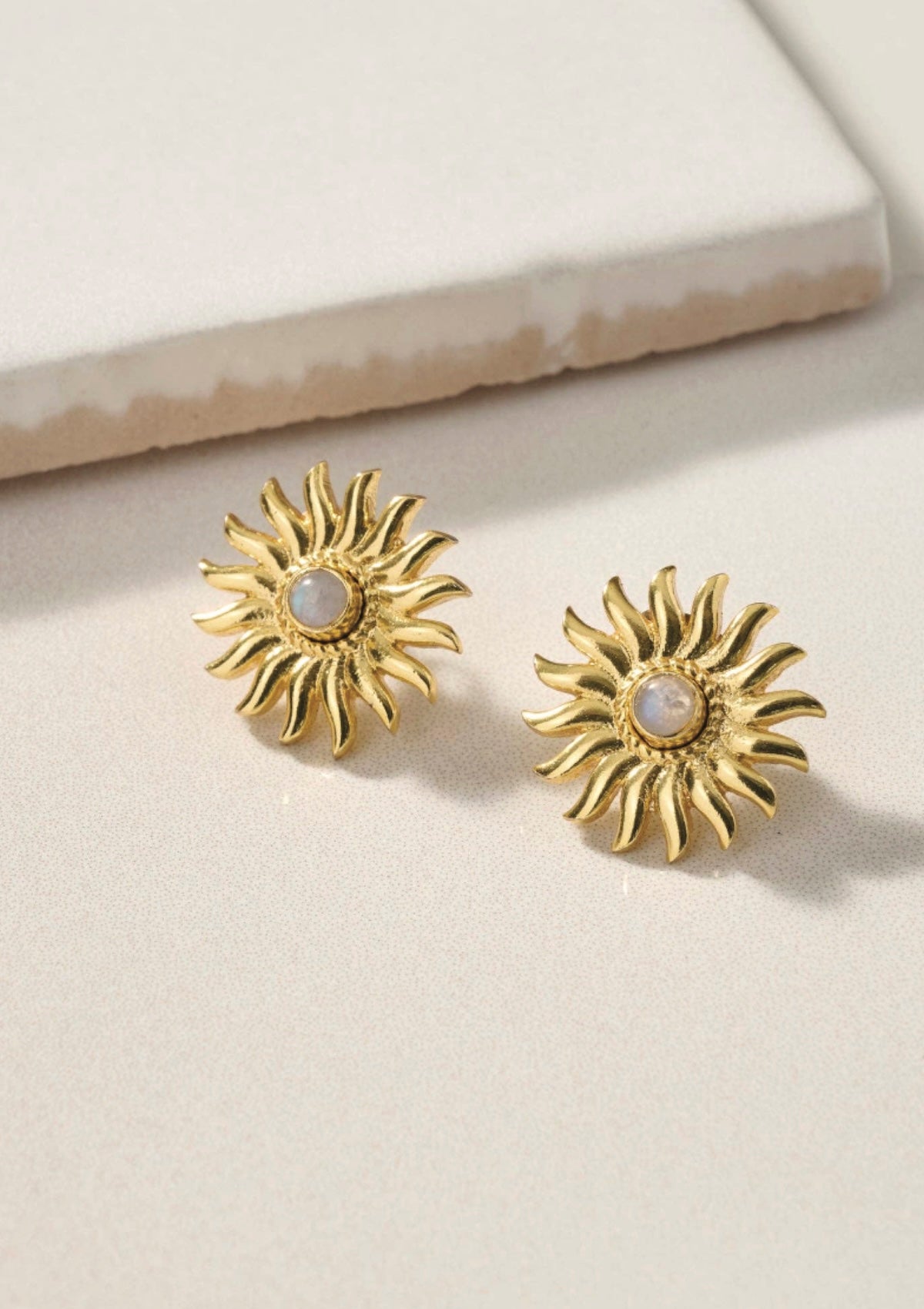 Sunburst Moonstone Post Earrings - Foxy’s