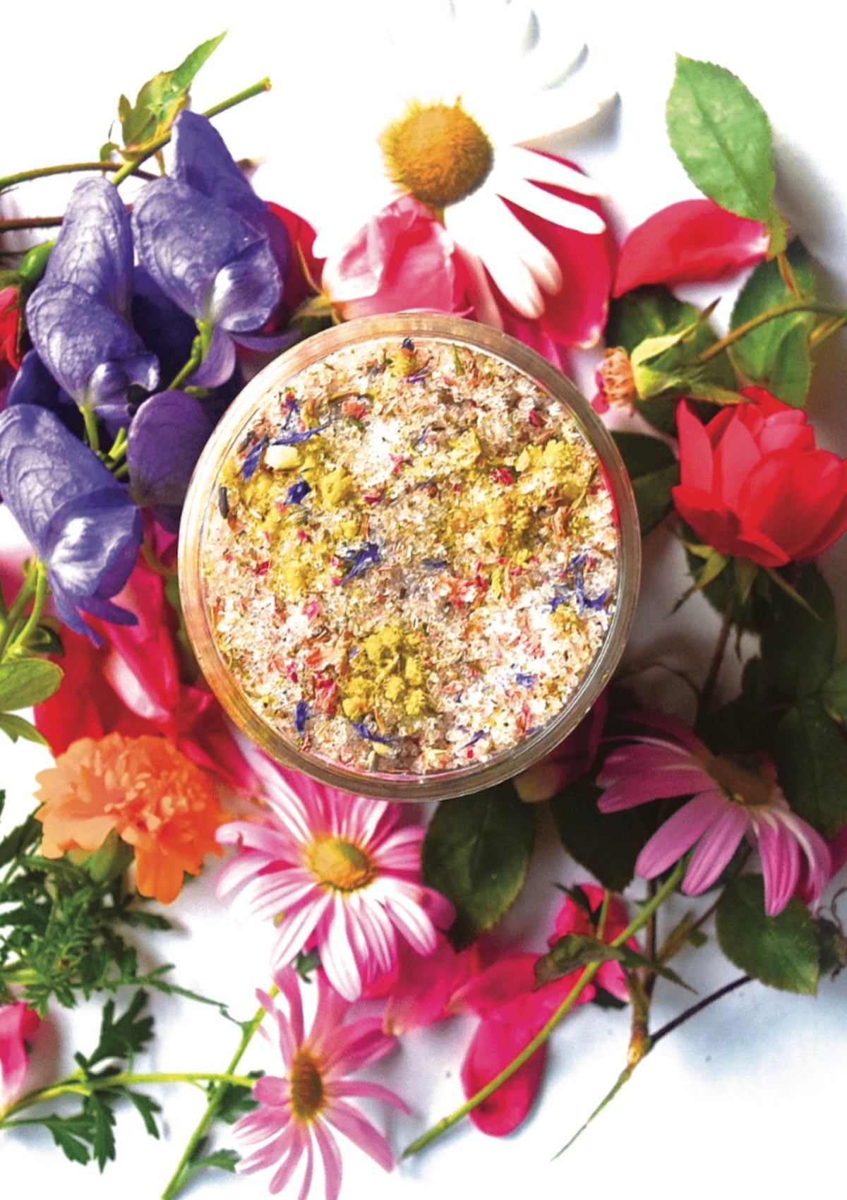 Rainbow Flower Bath Salts - Rose & Lavender Scented - Organic Floral Bath Soak - Foxy’s