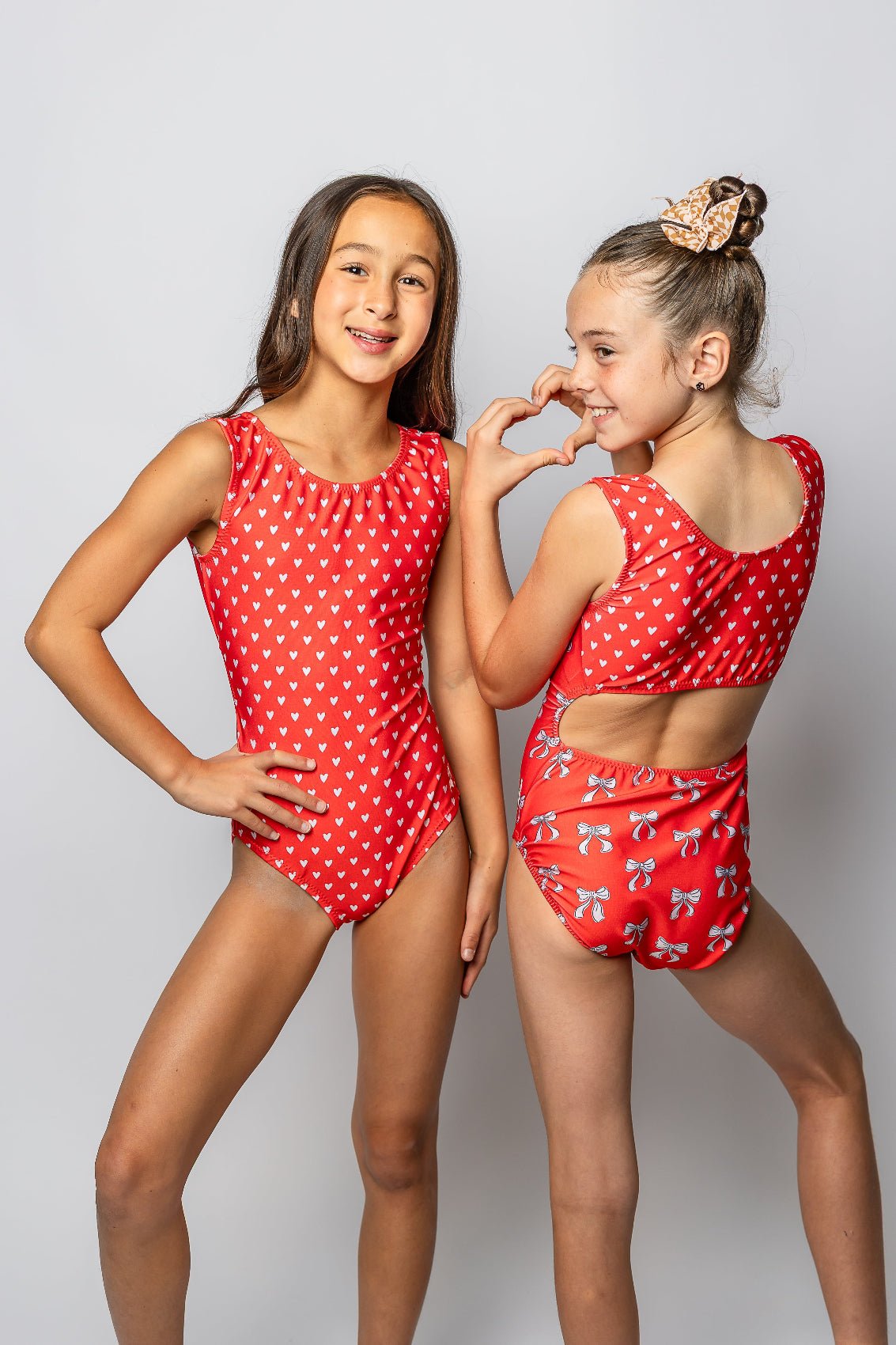 Red Hearts & Bows Vice Versa Foxy's Leotard for Girls Gymnastics - Which Will You Choose - Foxy’s
