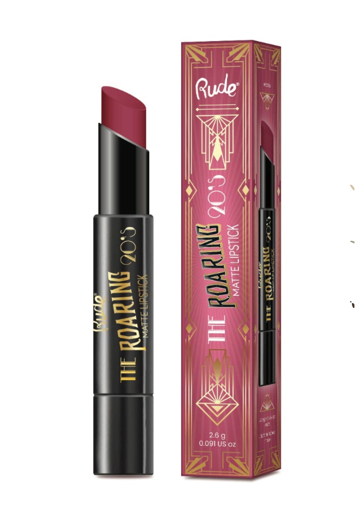 Lipstick with packaging on a white background