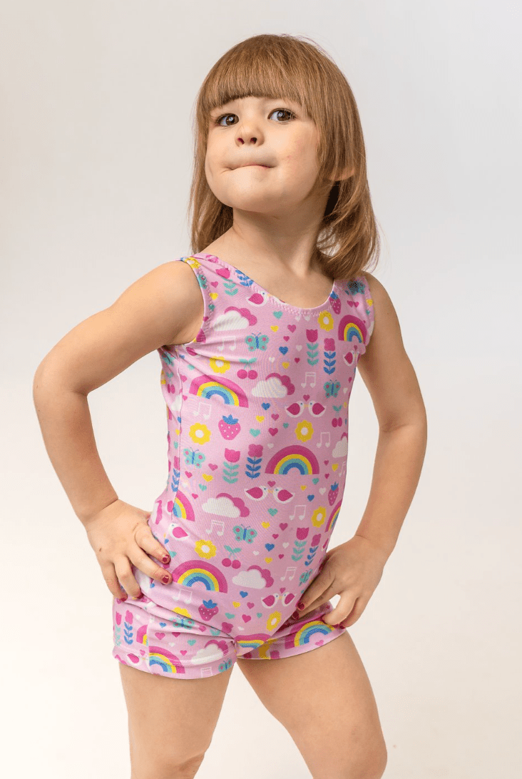 Sunshine & Rainbows Unitard for Girls Gymnastics & Dance - Foxy’s