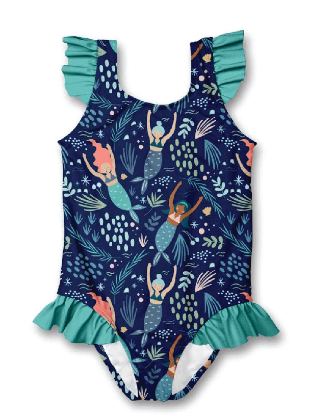 Girls Navy Mermaid Swimsuit - Comfortable & Fun! - Foxy’s