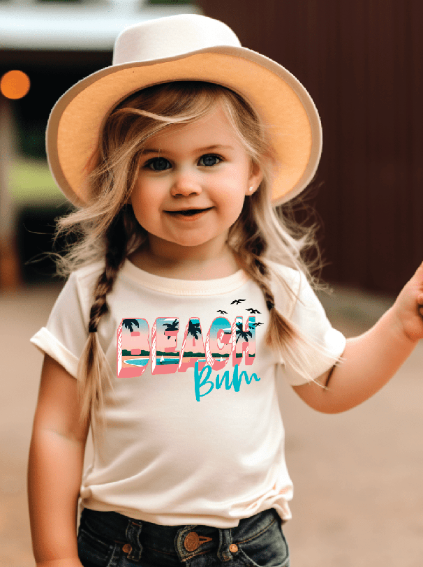 Beach Bum Girls' Outfit: Onesie (12 Mo) & Tee (XL) - Summer Fun! - Foxy’s