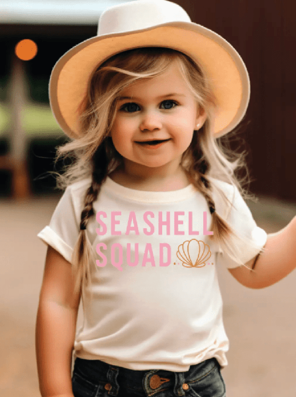 Girls Seashell Squad Summer Graphic Tee - Foxy’s
