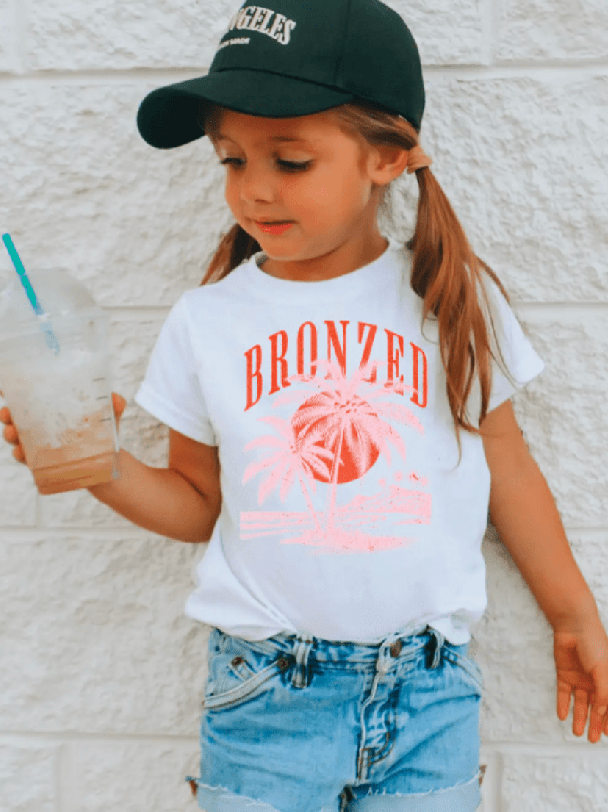 Girl's Bronzed Summer Graphic Tee - Fun Beach Design - Foxy’s
