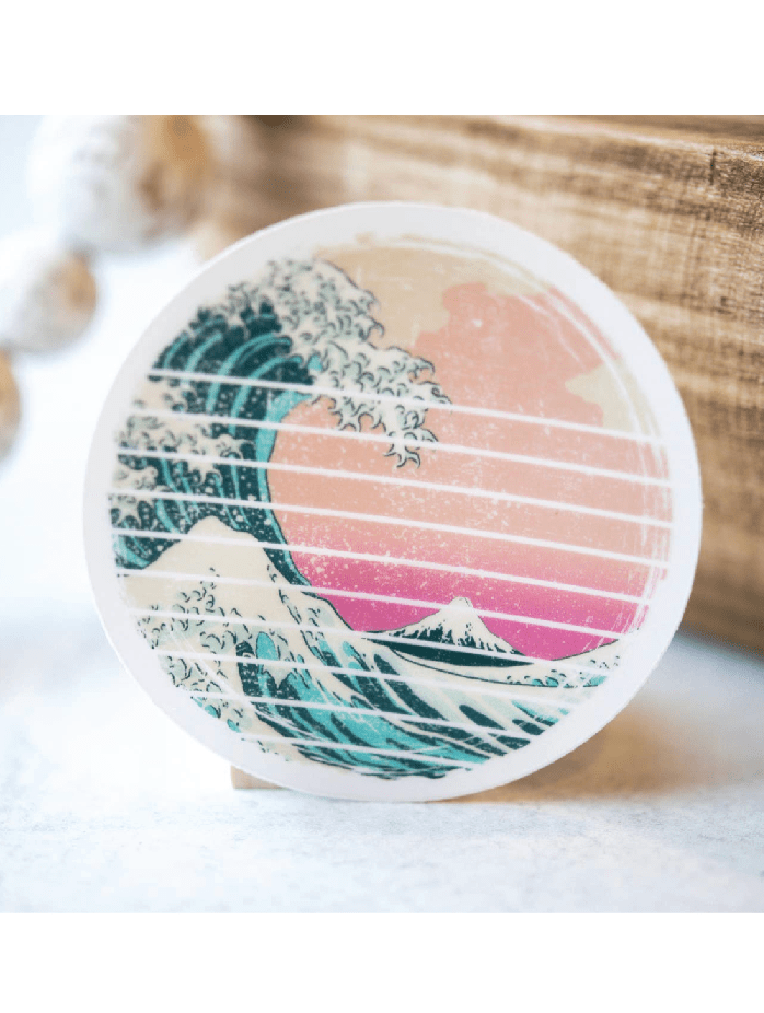 Foxy's Radiant Beach Wave Clear Vinyl Sticker – 3 - inch Waterproof Decal for Every Adventure! 🌊 - Foxy’s