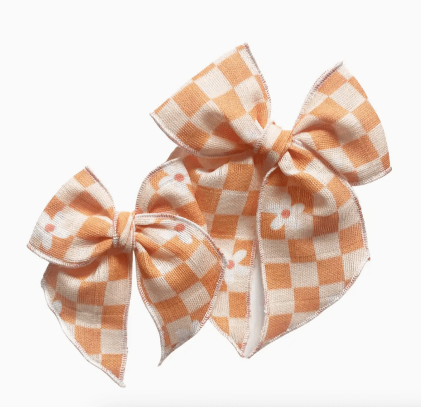 Creamsicle Checkered Daisy Elle Bow - Sweet & Stylish Hair Accessory for Girls & Teens! - Foxy’s