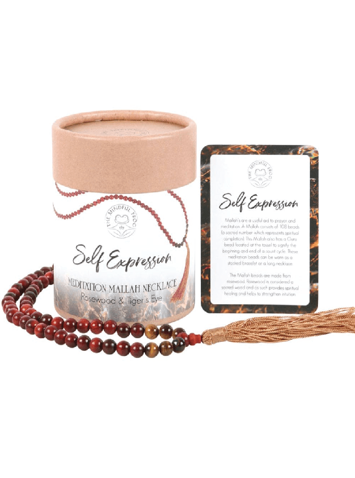 Tiger's Eye Mala Beads Necklace - Rosewood - Self - Expression & Confidence - Foxy's Leos - Foxy’s