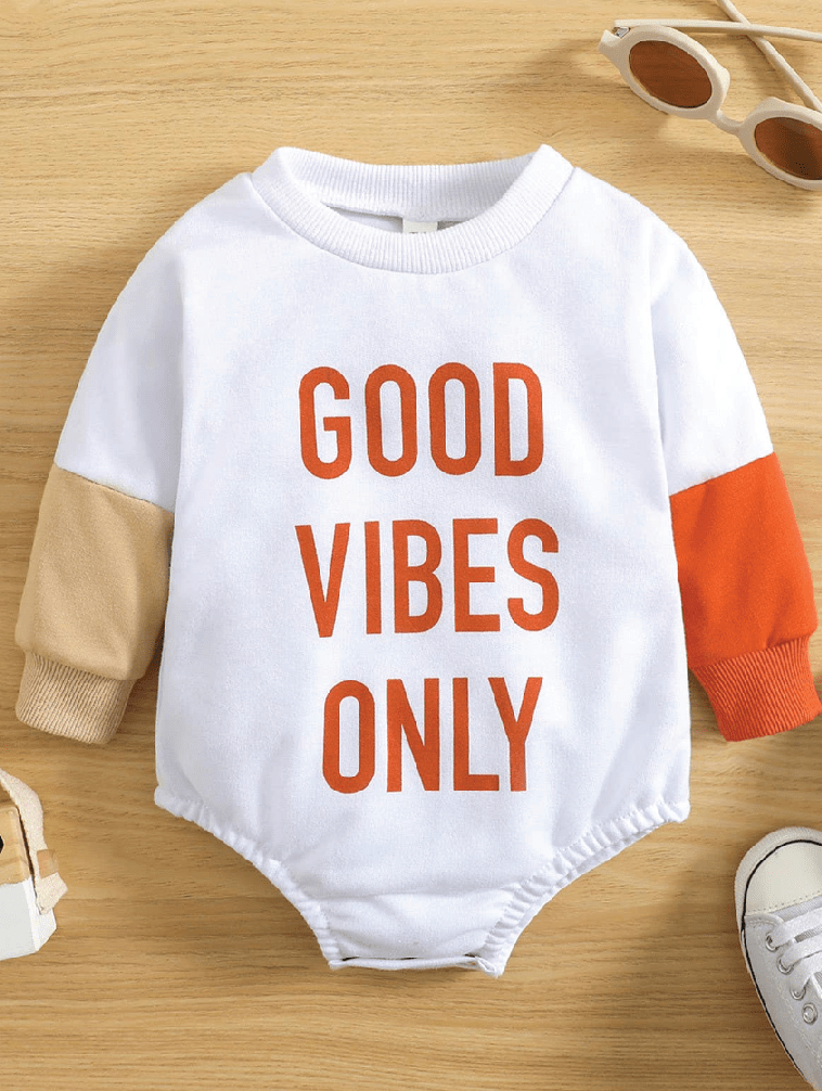 Good Vibes Long - Sleeve Baby Romper - Foxy’s