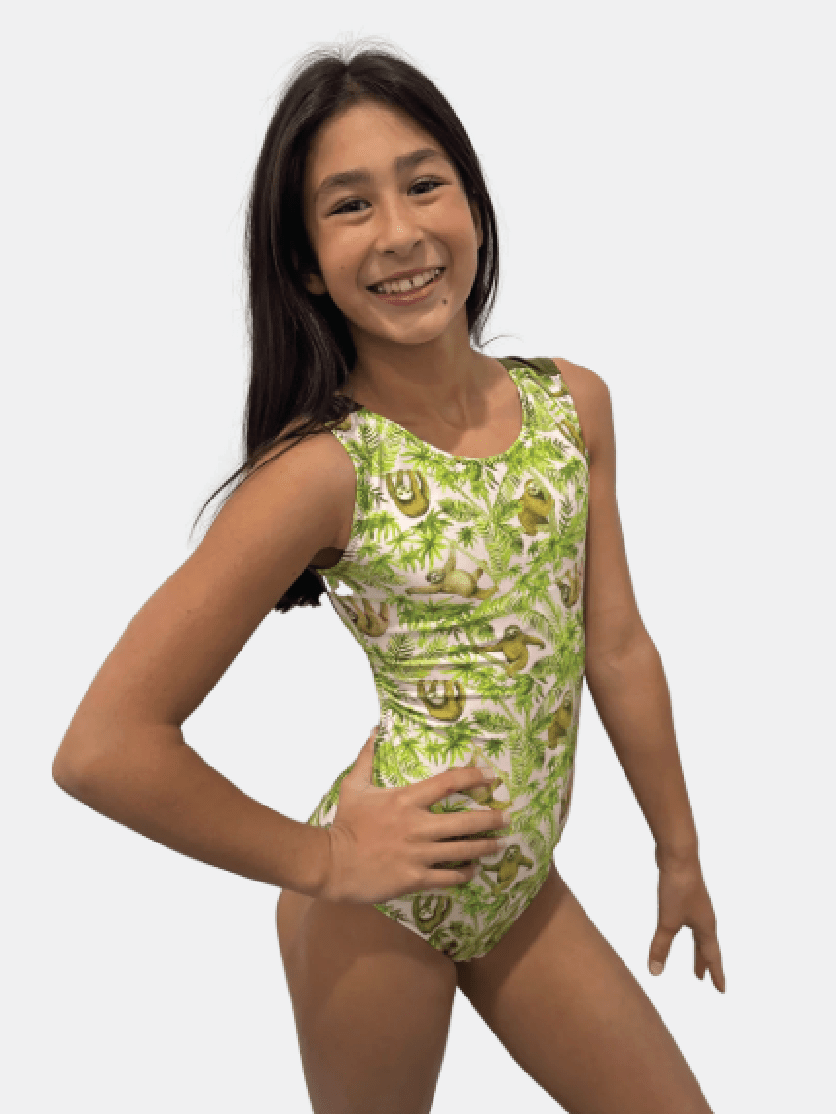 Green Jungle Sloth Foxy's Gymnastics Leotard - Foxy’s