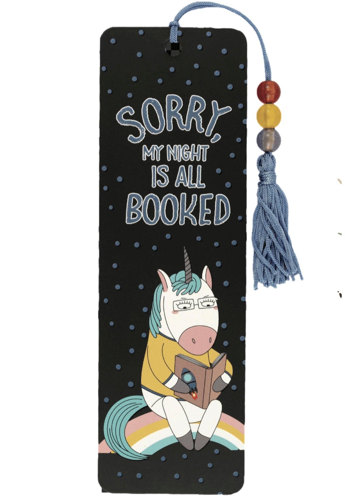 Unicorn Bookmark for Girls - 'Sorry, My Night Is All Booked' Beaded Tassel - Fun Reading Gift - Foxy’s