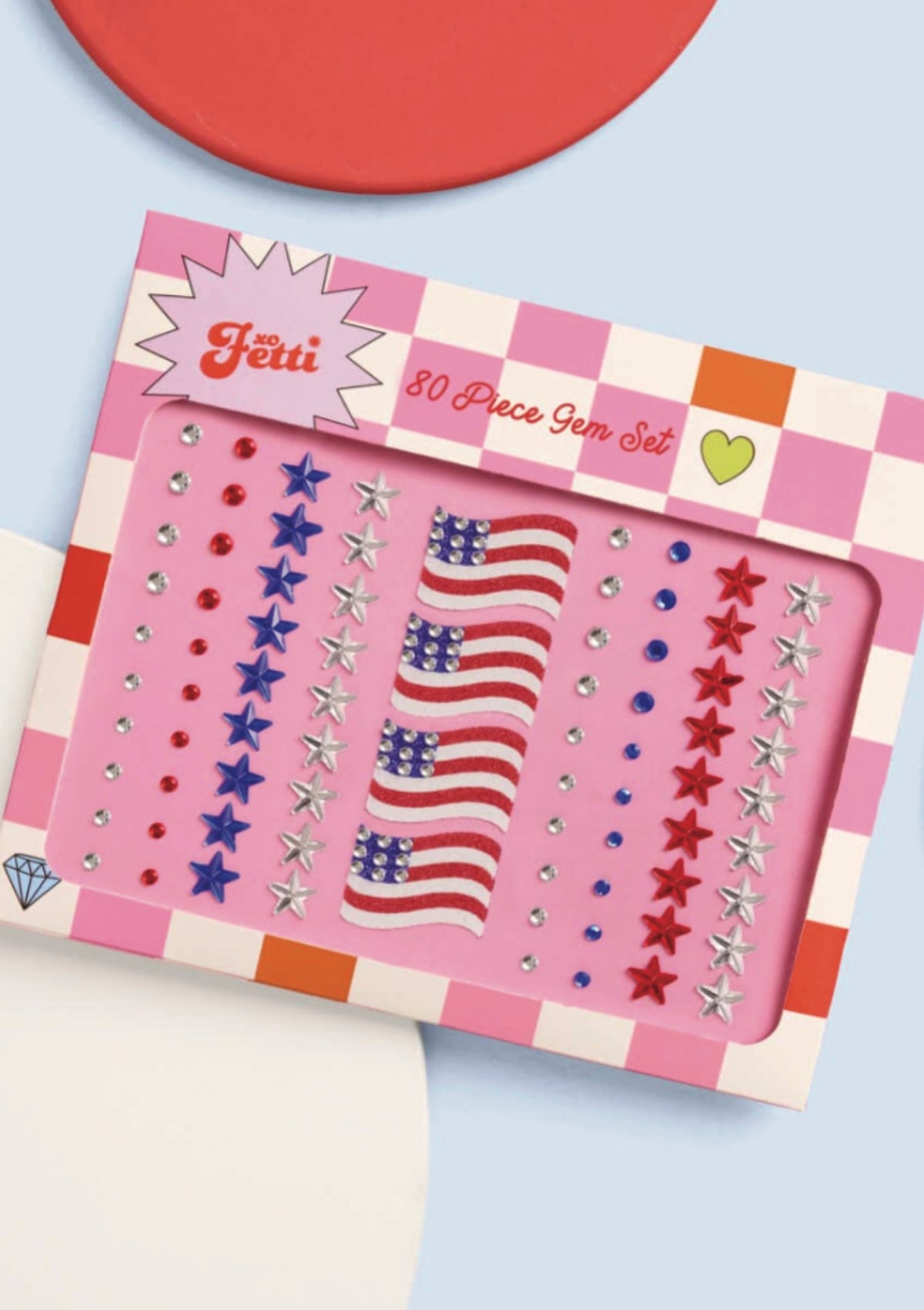 Americana Gem Set - 80 adhesive face gems, 4th of July, USA - Foxy’s