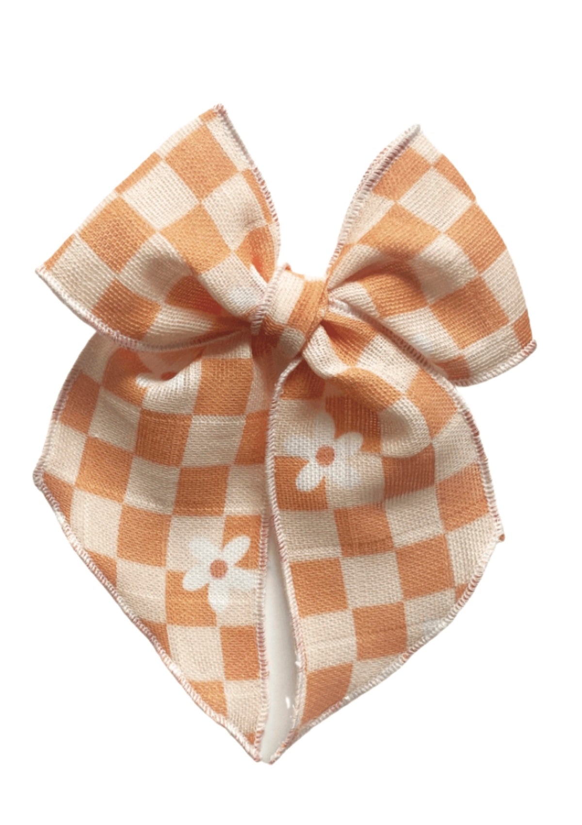 Creamsicle Checkered Daisy Elle Bow - Sweet & Stylish Hair Accessory for Girls & Teens! - Foxy’s