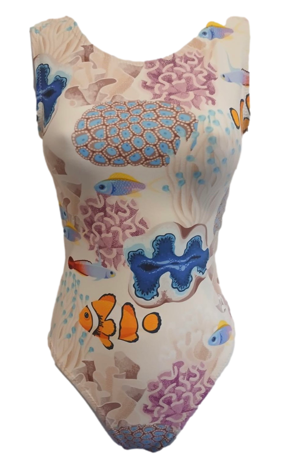One-piece ultra soft coral reef with ocean-themed design on a white background