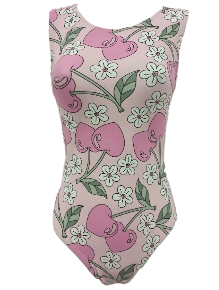 Pink ULTRA SOFT Heart Cherries Leotard - Foxy’s