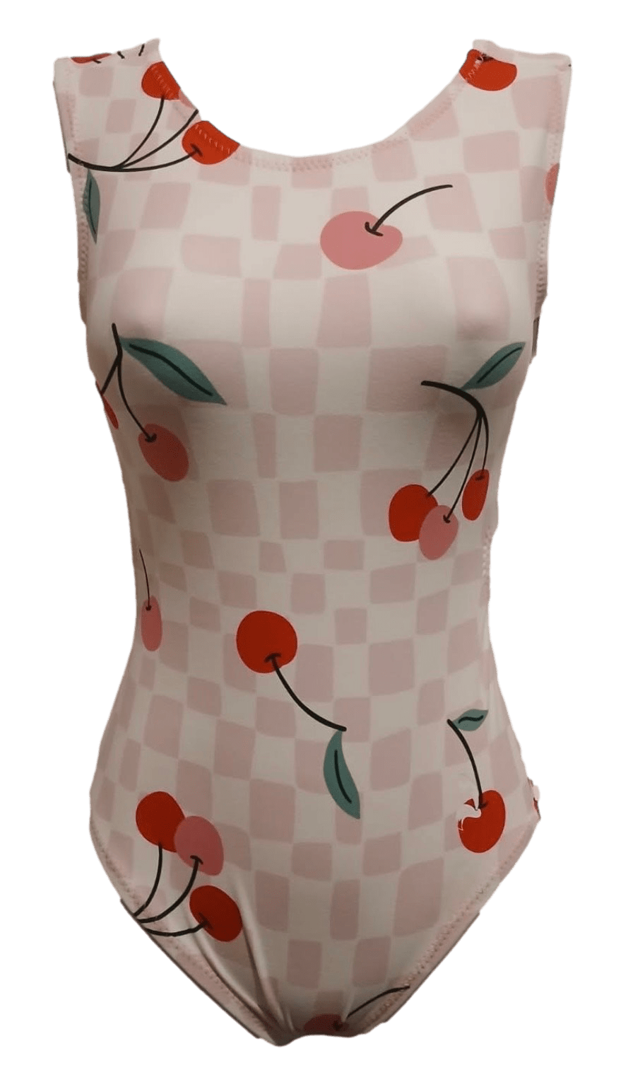 Ultra Soft Pink Cherry Checkered Leotard for Girls - Foxy’s