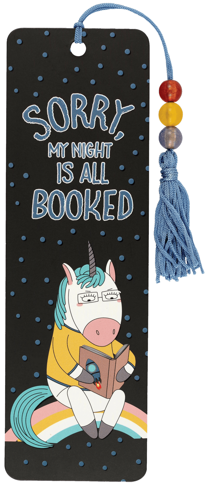 Unicorn Bookmark for Girls - 'Sorry, My Night Is All Booked' Beaded Tassel - Fun Reading Gift - Foxy’s
