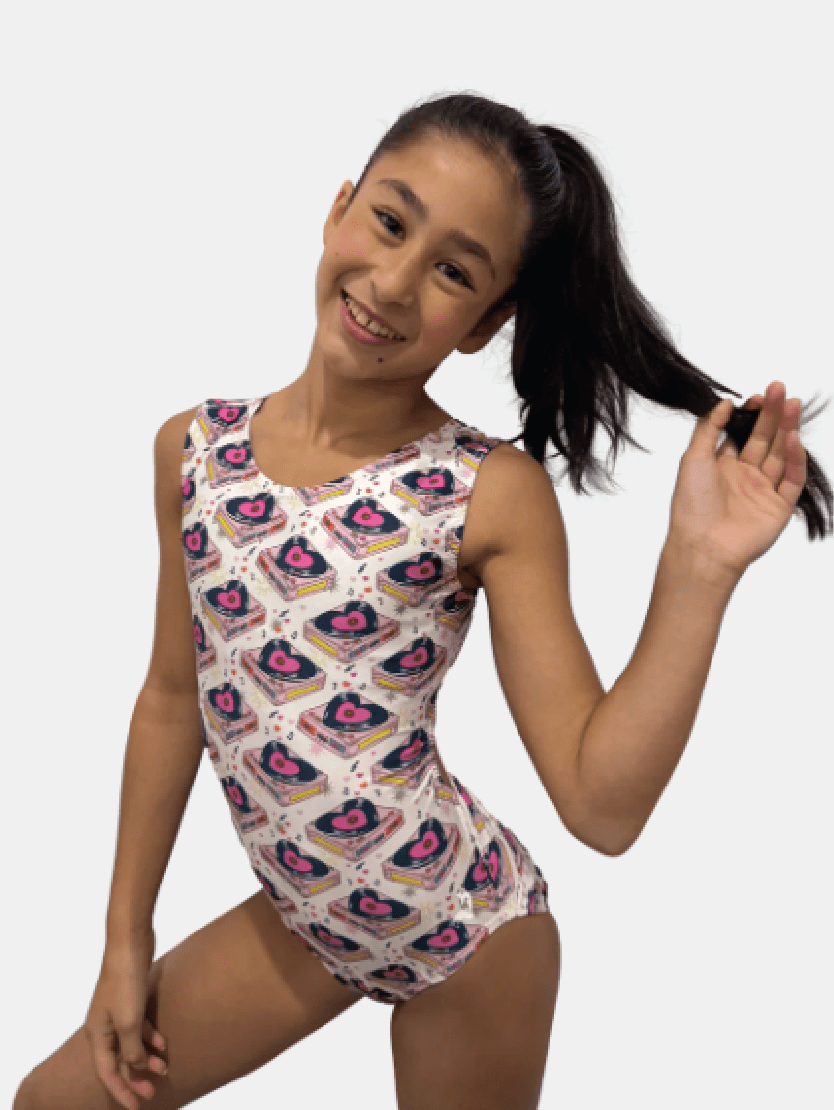 Vinyl Retro Love Foxy's Leotard for Girls Gymnastics - Foxy’s