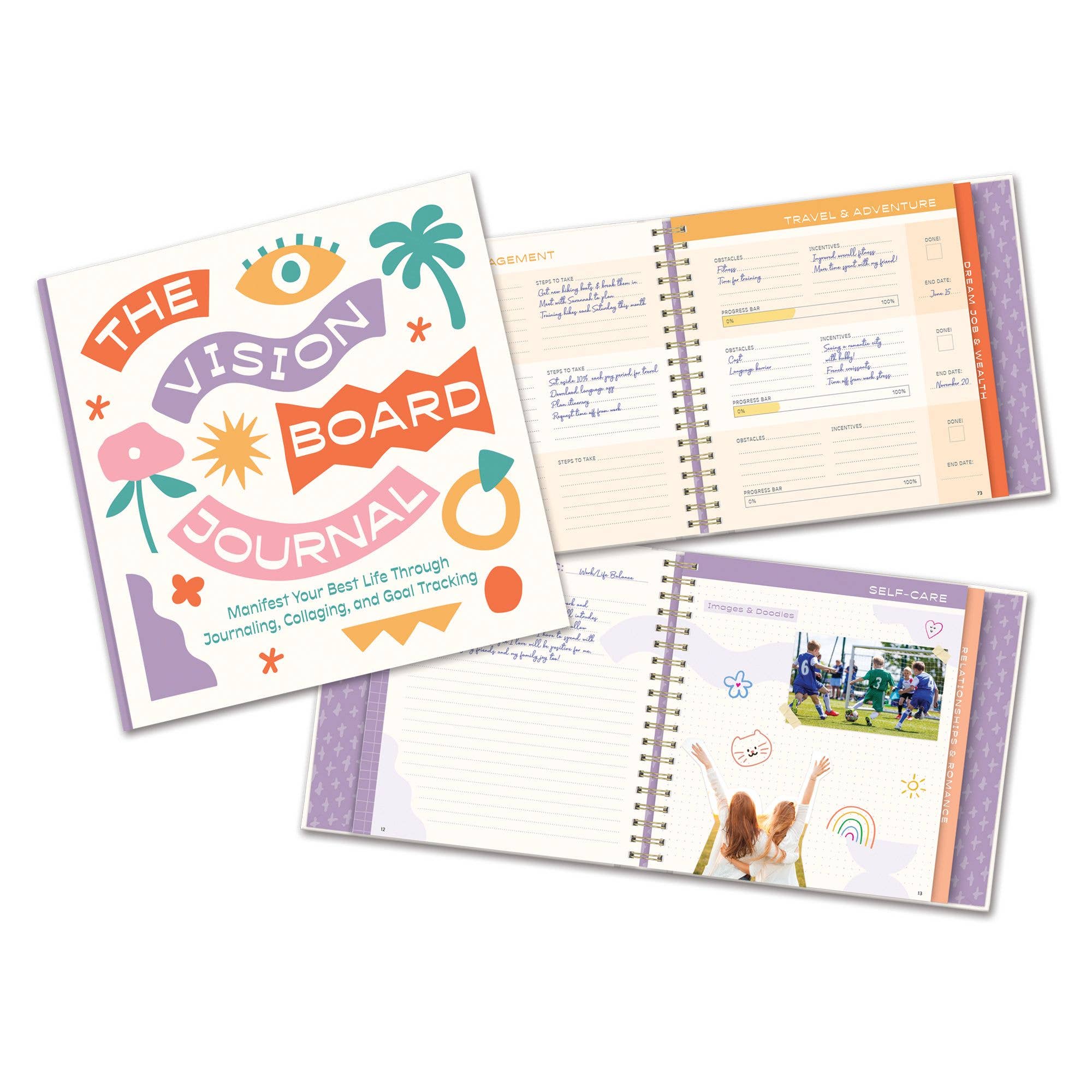 Vision Board Journal with colorful design and goal tracking pages