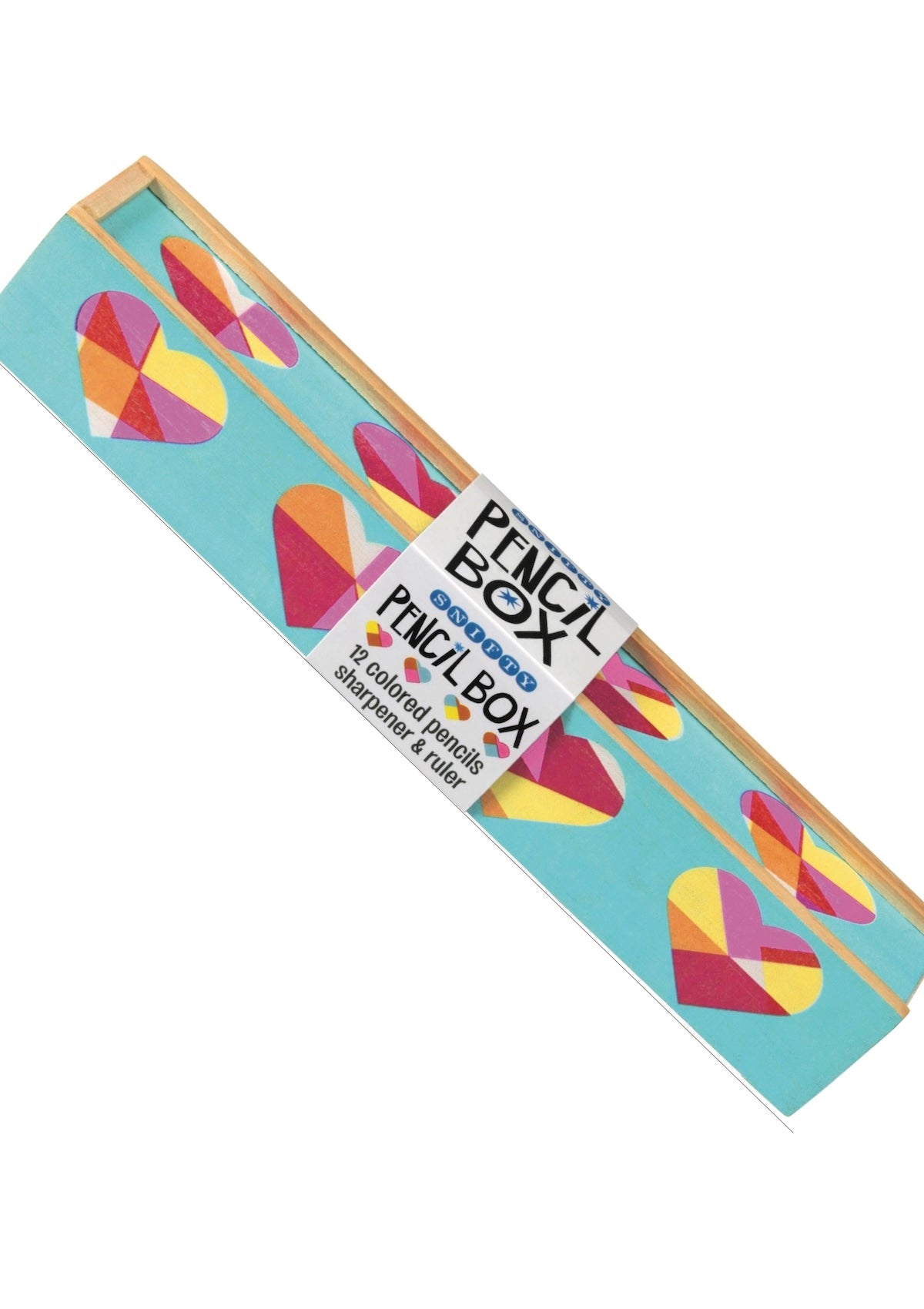 Quilted Heart Pencil Box Set - Includes 12 Colored Pencils, Sharpener & Ruler! | Foxy's - Foxy’s