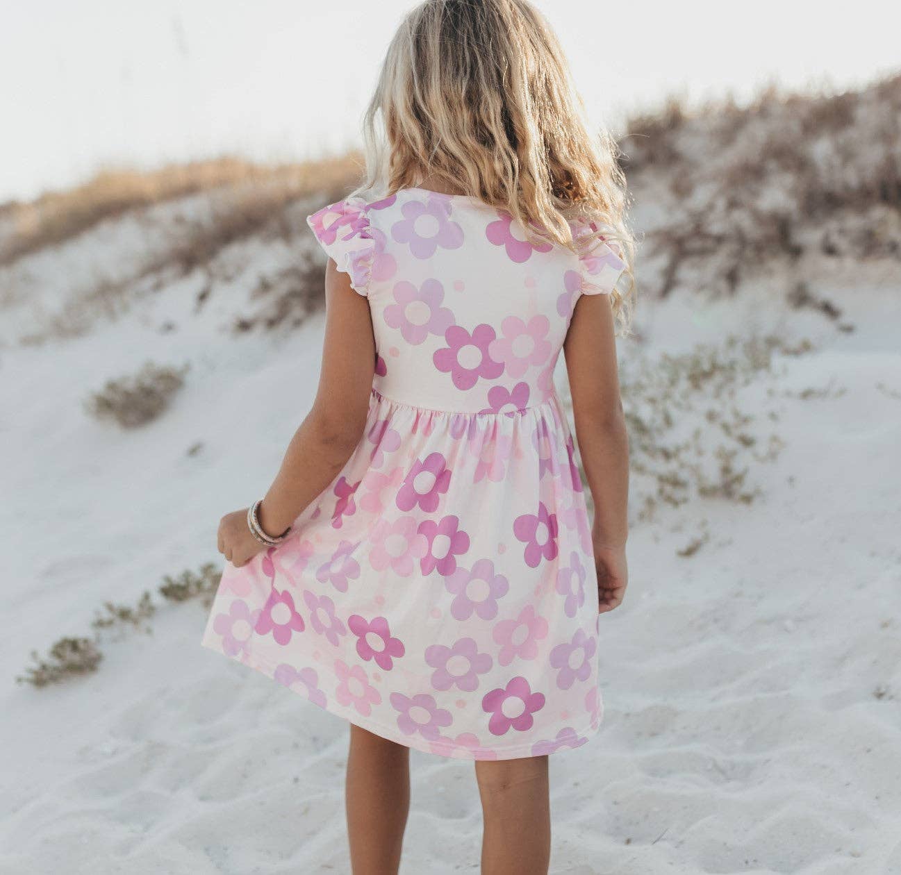 Girls Claire Lavender Retro Flower Spring Summer Twirl Dress - Foxy’s